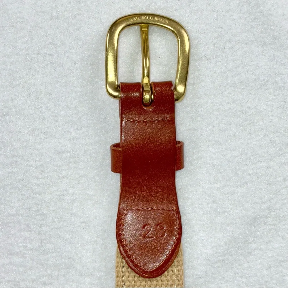 Leather Man Ltd Belt Swallow Ships Wheel Brass Leather Cotton Size 28 Preppy